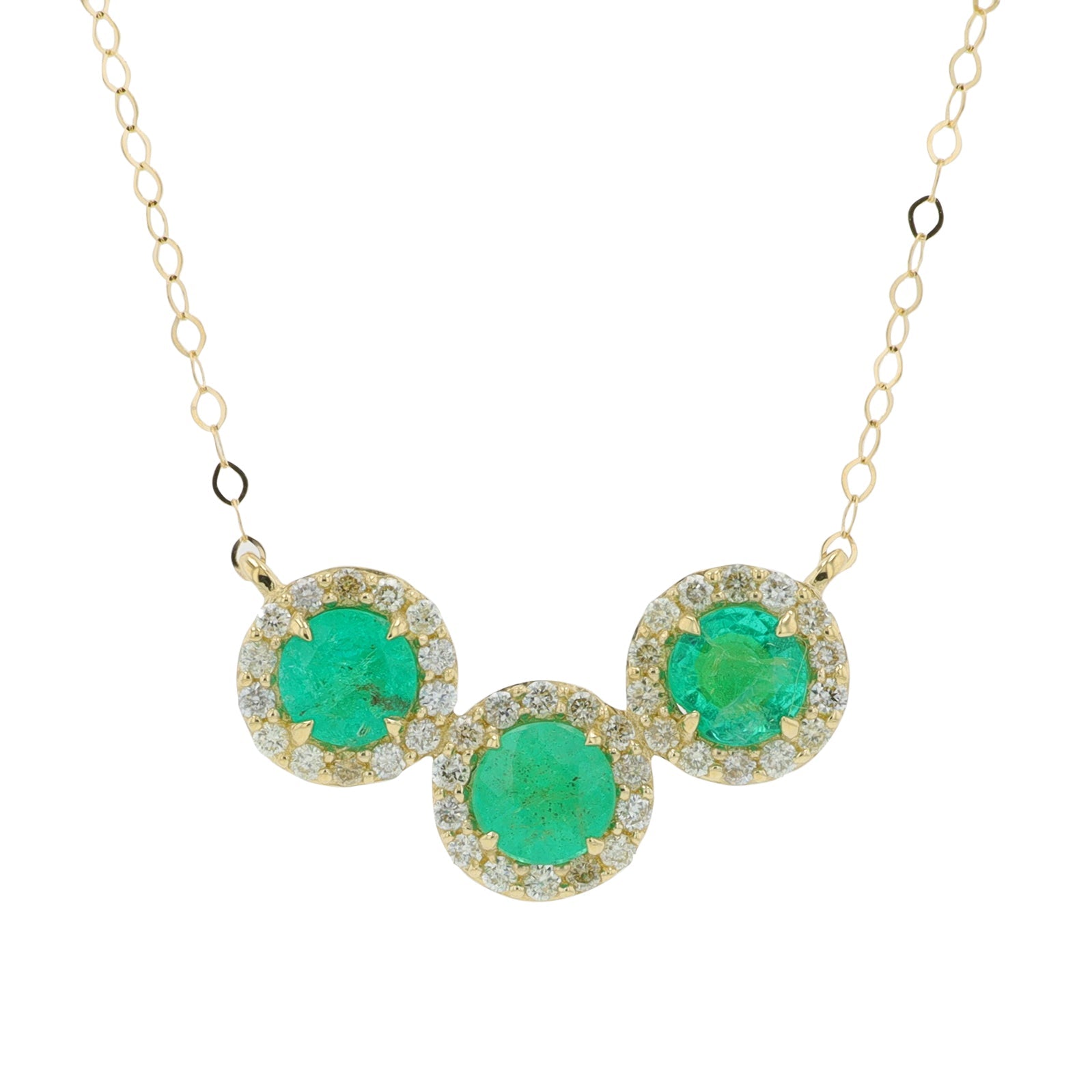 14K Gemstone Three Stone Necklace<p><strong>More Colors Available</p></strong>