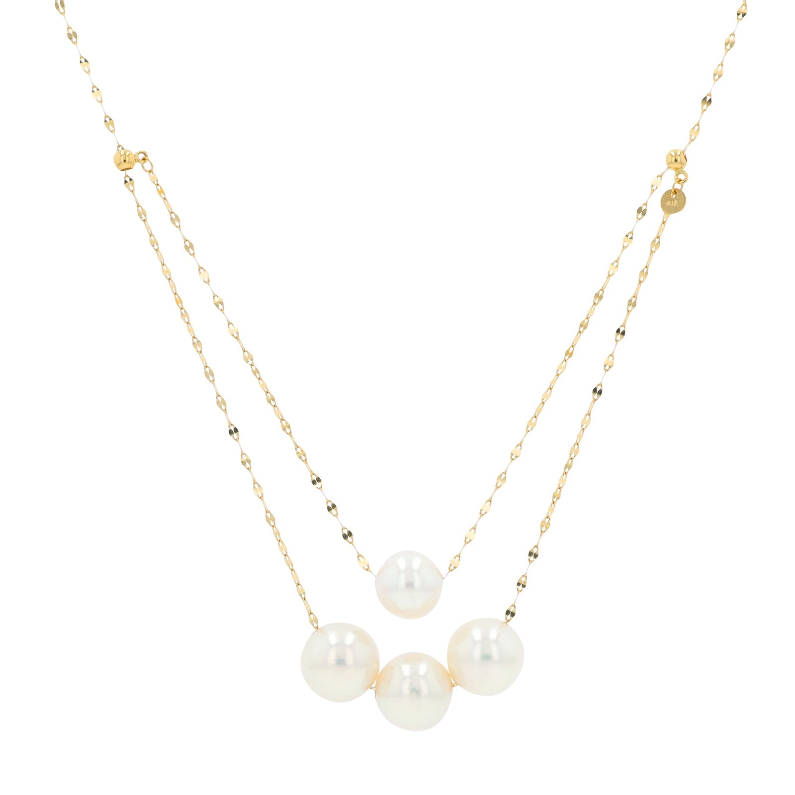 18K YG Pearl Double Layer Necklace