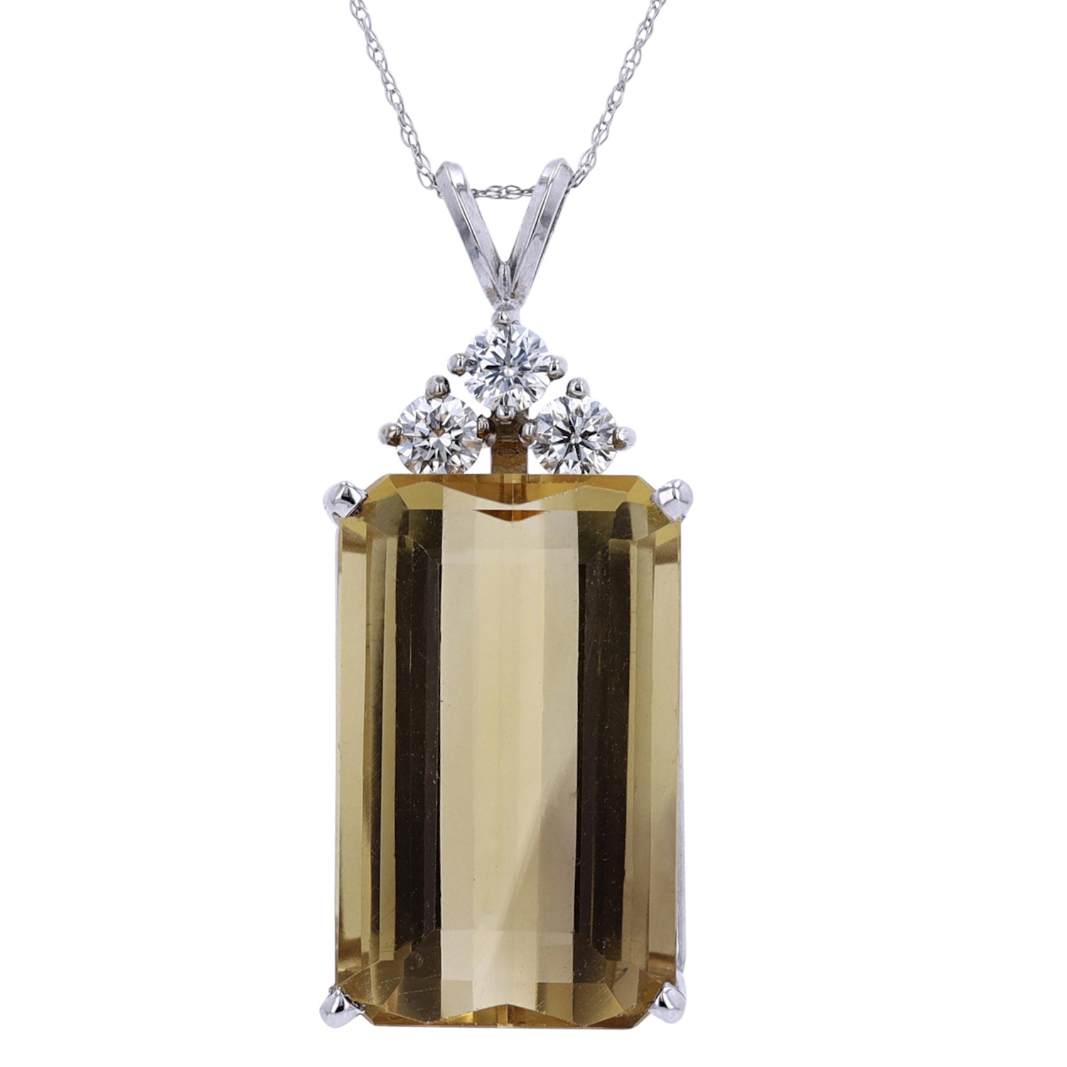 14K WG Citrine Estate Pendant