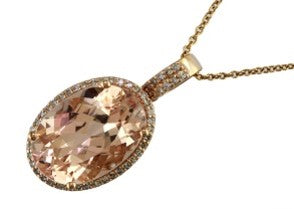14K EFFY RG 5.23 CT Morganite Oval Pendant