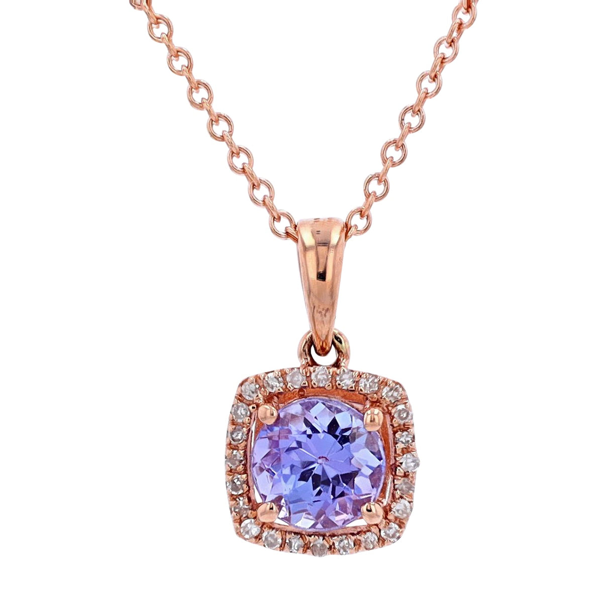 14K EFFY RG Tanzanite Halo Pendant