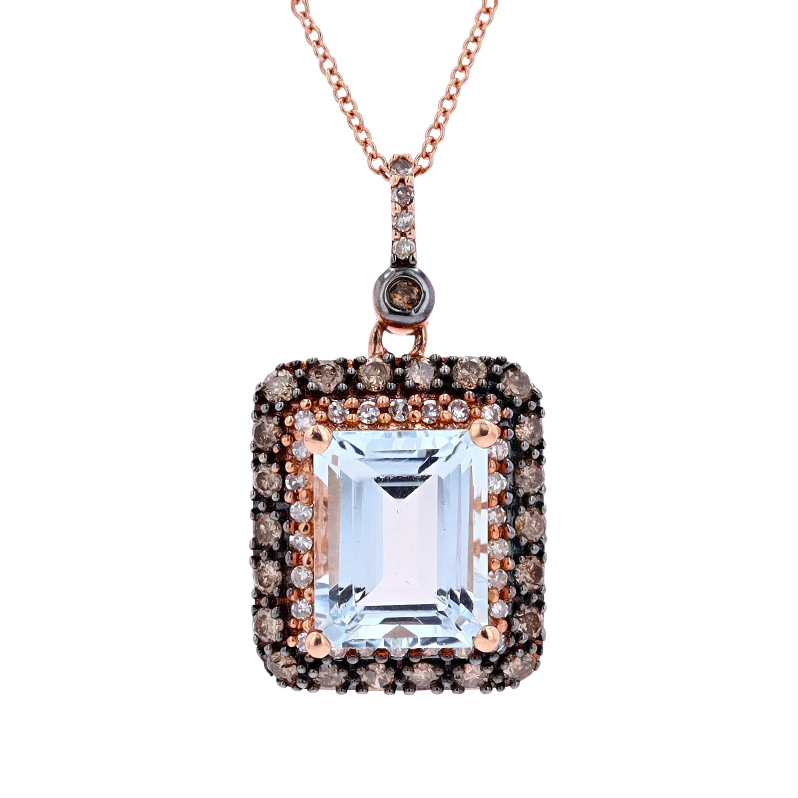 14K EFFY RG 2.90 CT Aqua Halo Pendant
