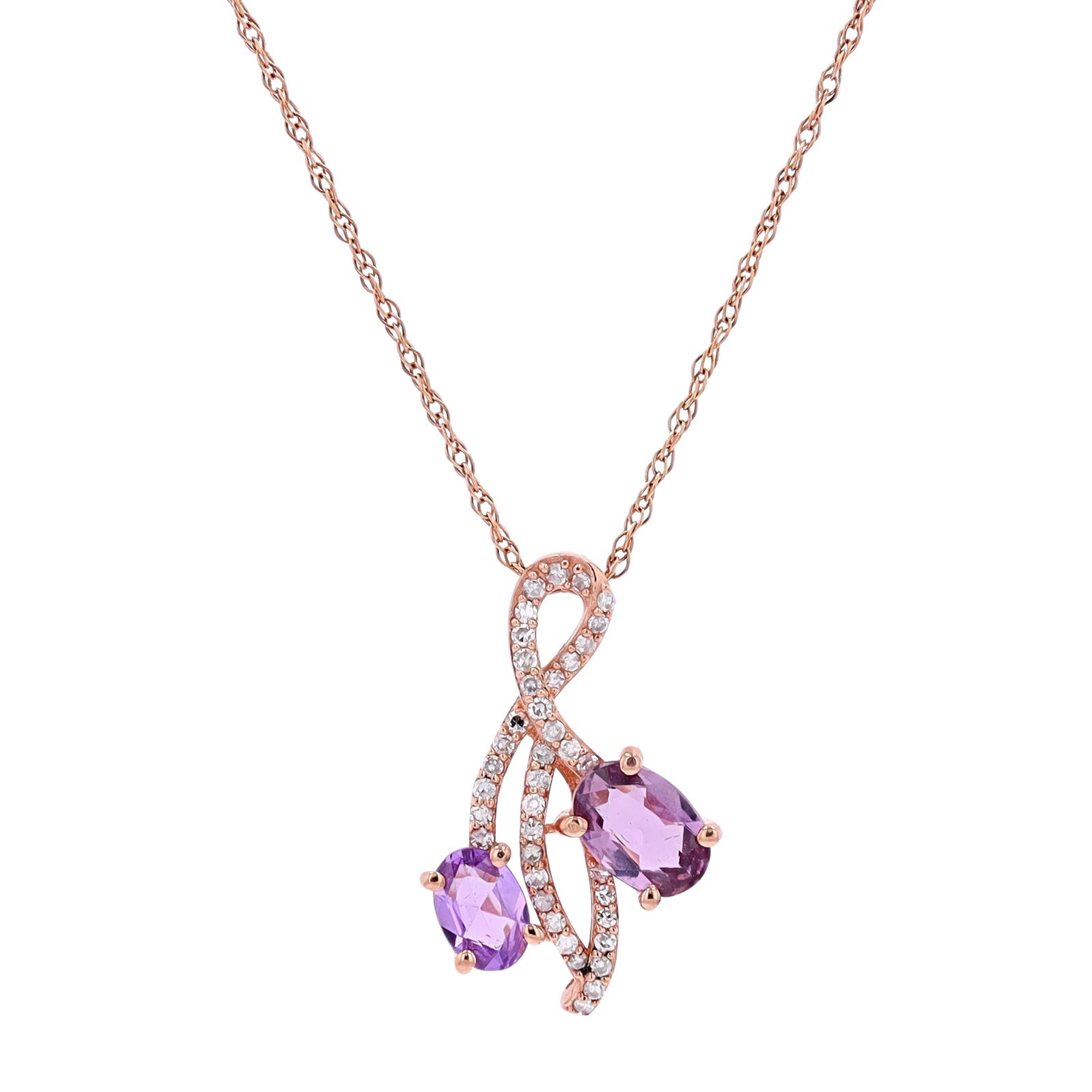 10K RG Pink Sapphire & Diamond Pendant