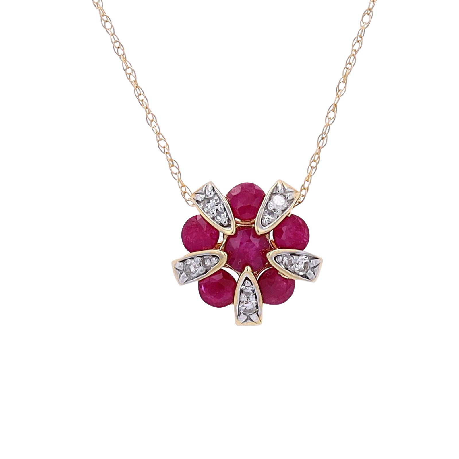 14K Gemstone Flower Pendant<p><strong>More Colors Available</p></strong>