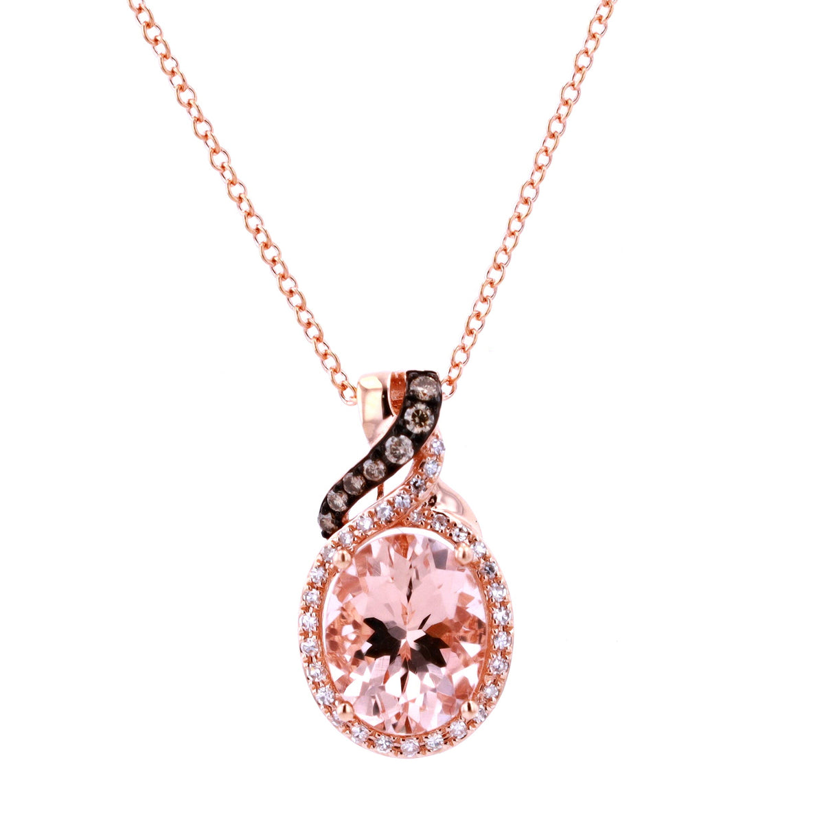 14K RG EFFY Morganite & Chocolate Diamond Pendant