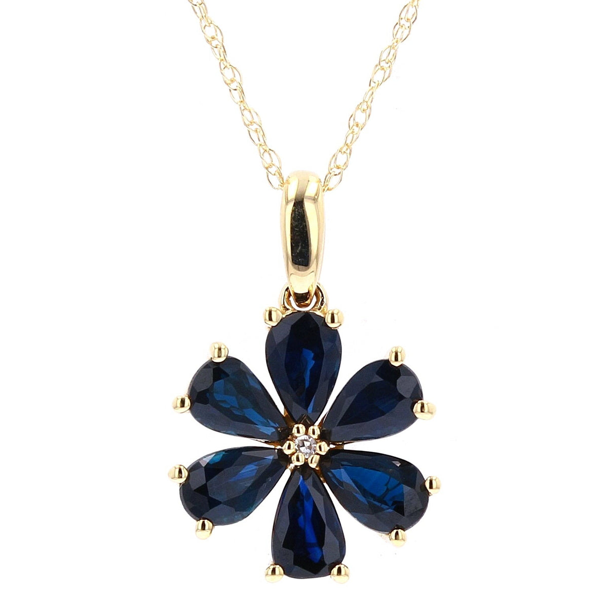 14K Gemstone Flower Pendan<p><strong>More Colors Available</p></strong>