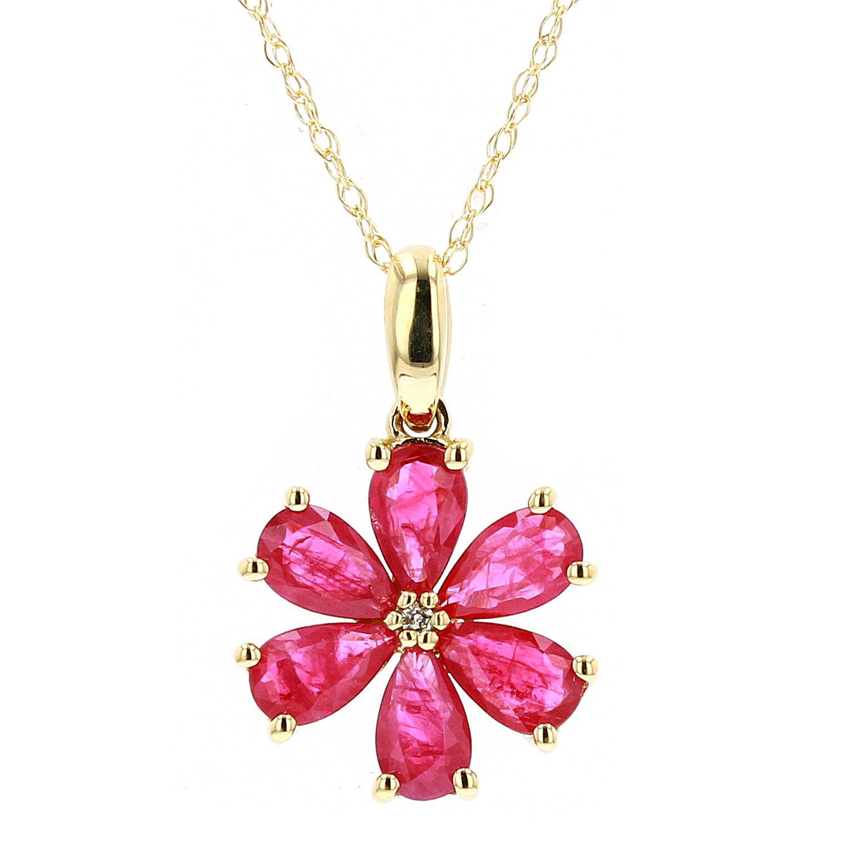14K Gemstone Flower Pendan<p><strong>More Colors Available</p></strong>