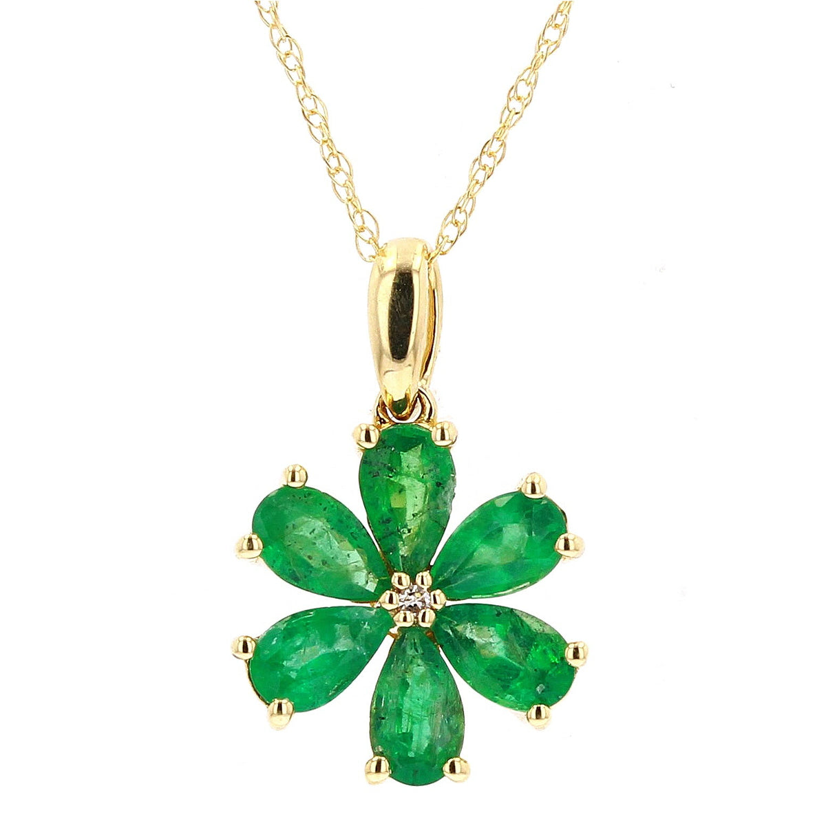 14K Gemstone Flower Pendan<p><strong>More Colors Available</p></strong>