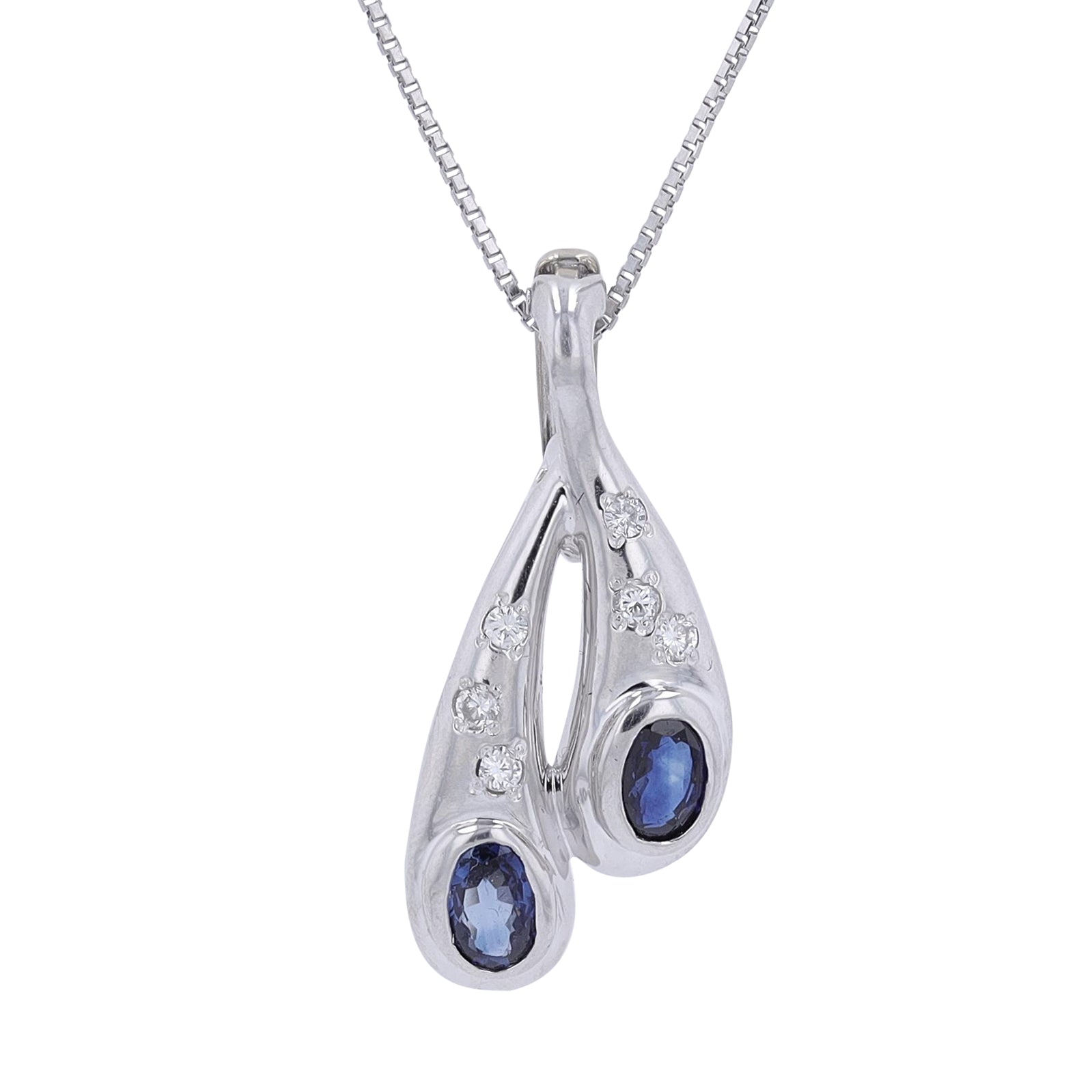 Platinum 1.31 CT Sapphire Two Stone Pendant