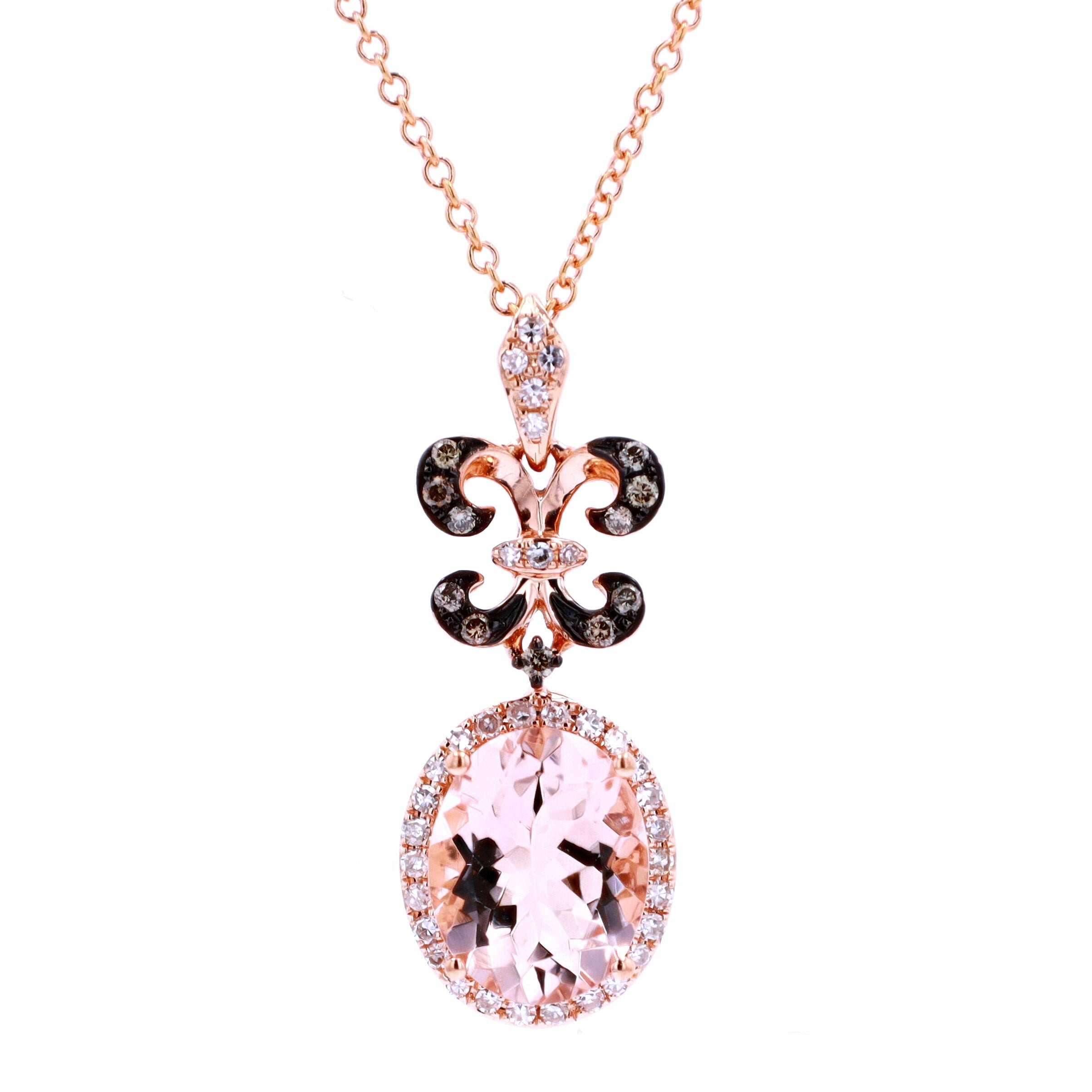 14K RG EFFY Fleur-De-Lis Morganite Pendant