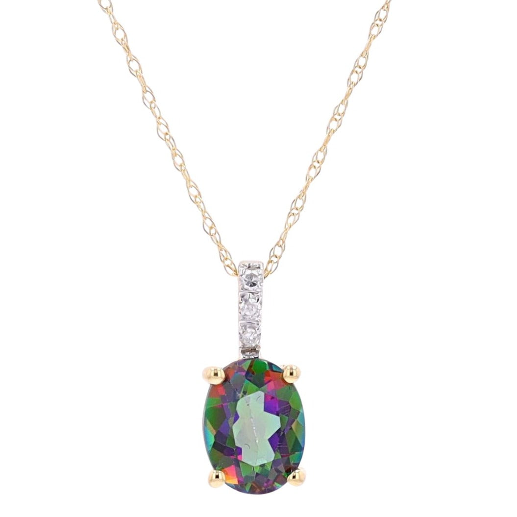 14K YG Oval Gemstone Pendant<p><strong>More Colors Available</p></strong>