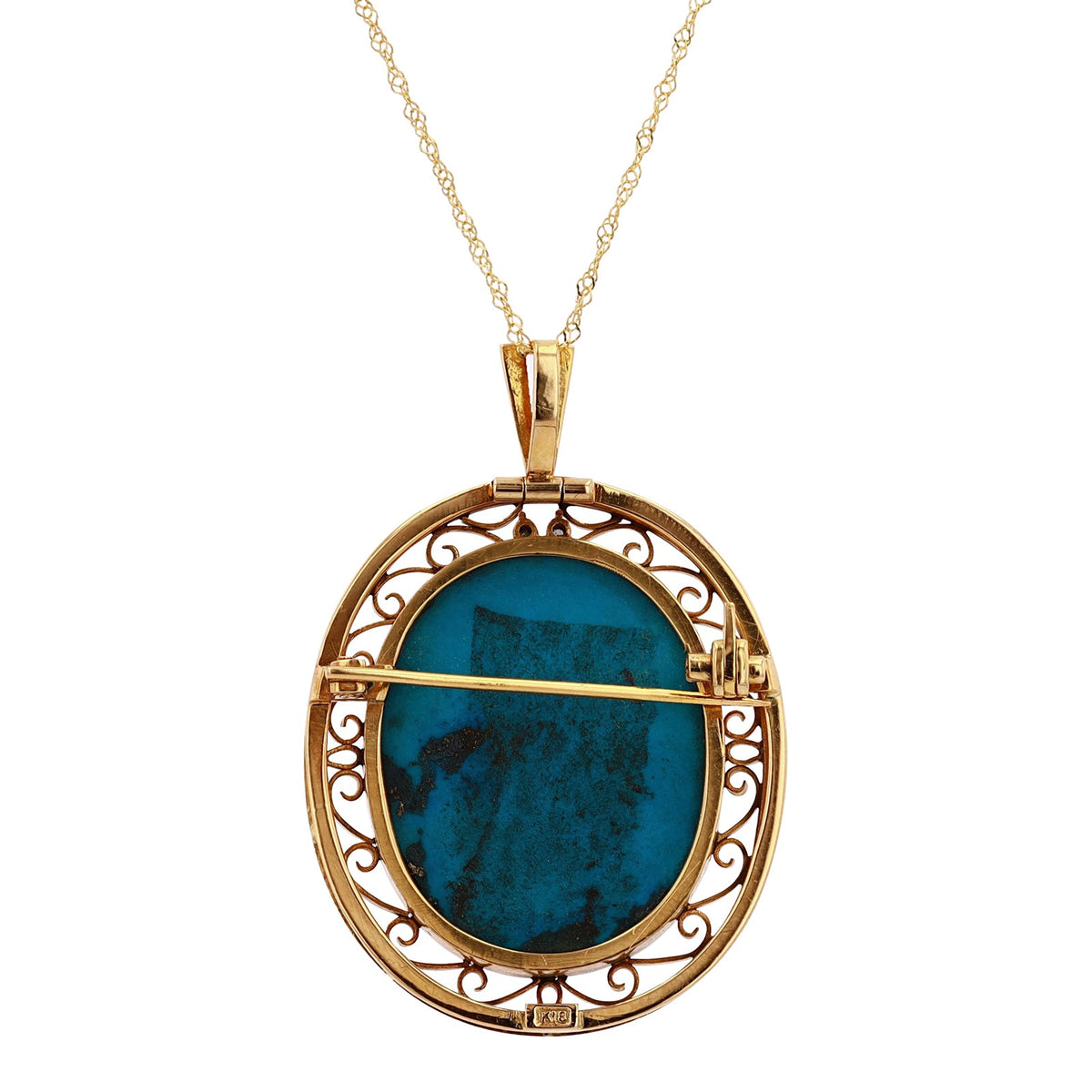 18K YG Turquoise Cameo