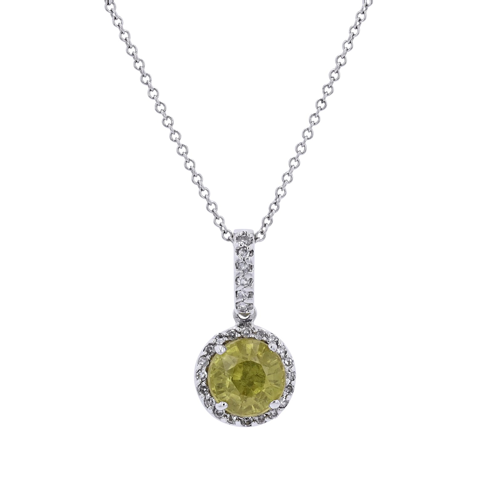 14K EFFY WG 1.66 CT Yellow Sapphire Halo Pendant