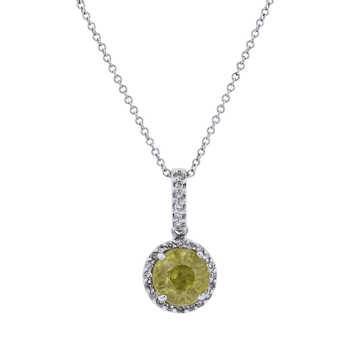 14K EFFY WG 1.66 CT Yellow Sapphire Halo Pendant