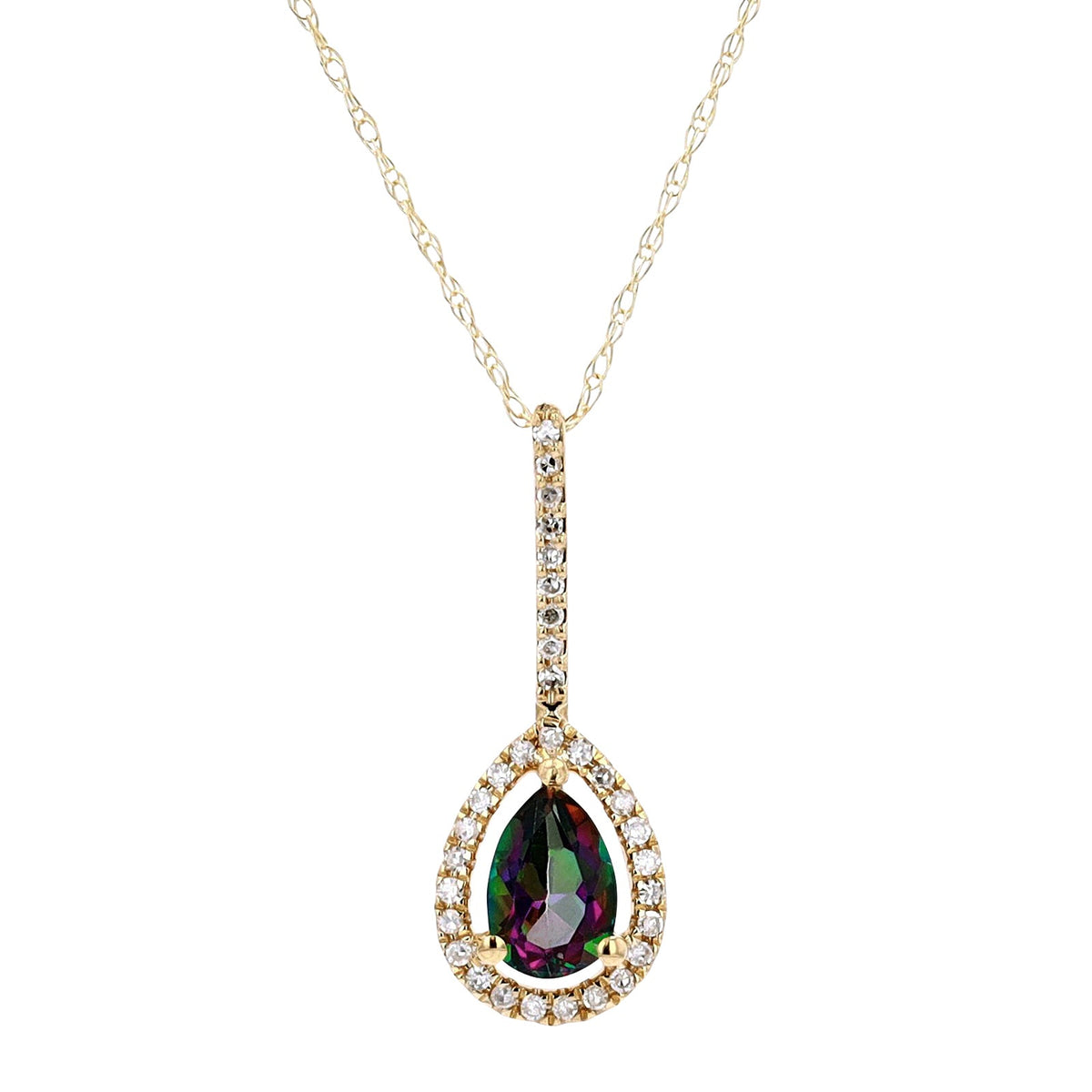 14K Pear Cut Gemstone Pendant<p><strong>More Colors Available</p></strong>