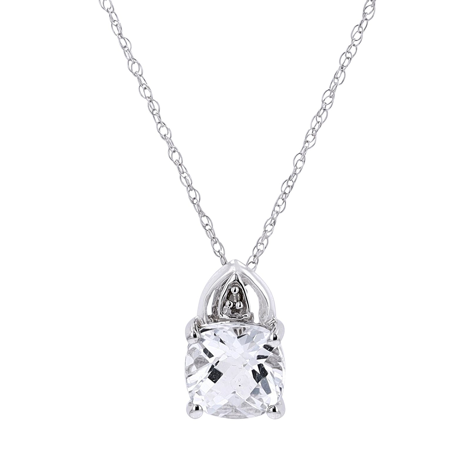 10K WG Created White Sapphire Pendant