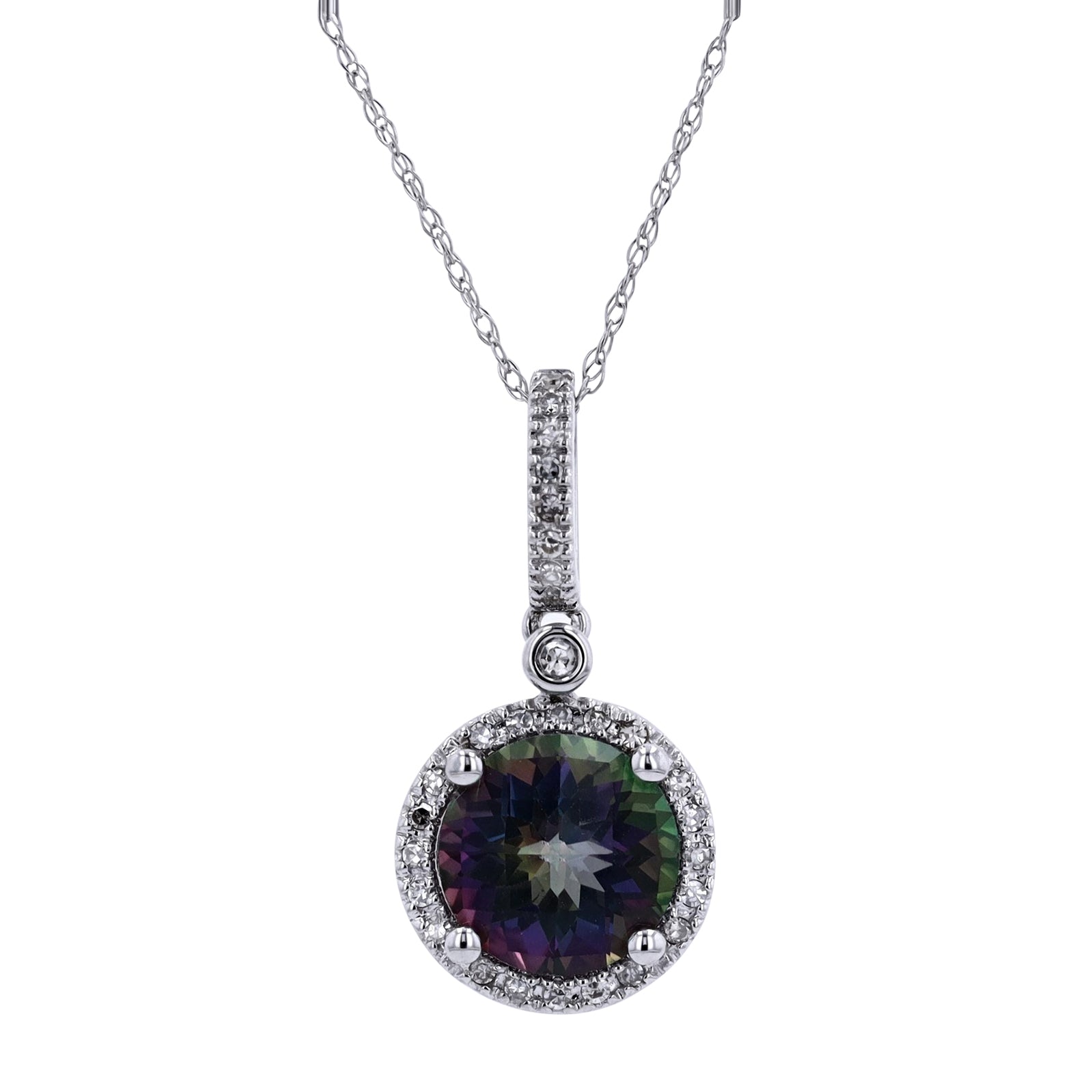 14K Halo Gemstone Pendant<p><strong>More Colors Available</p></strong>