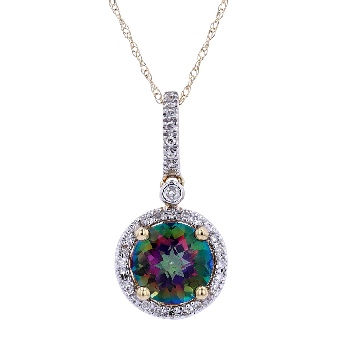 14K Halo Gemstone Pendant<p><strong>More Colors Available</p></strong>
