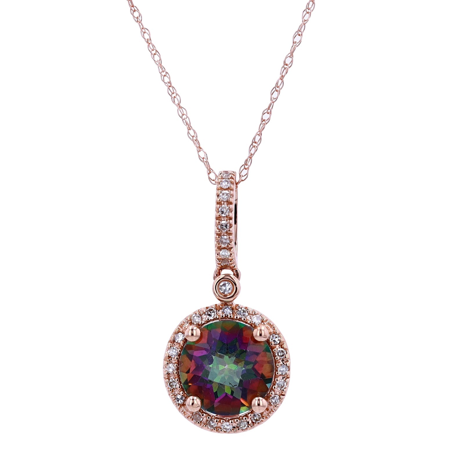 14K Halo Gemstone Pendant<p><strong>More Colors Available</p></strong>