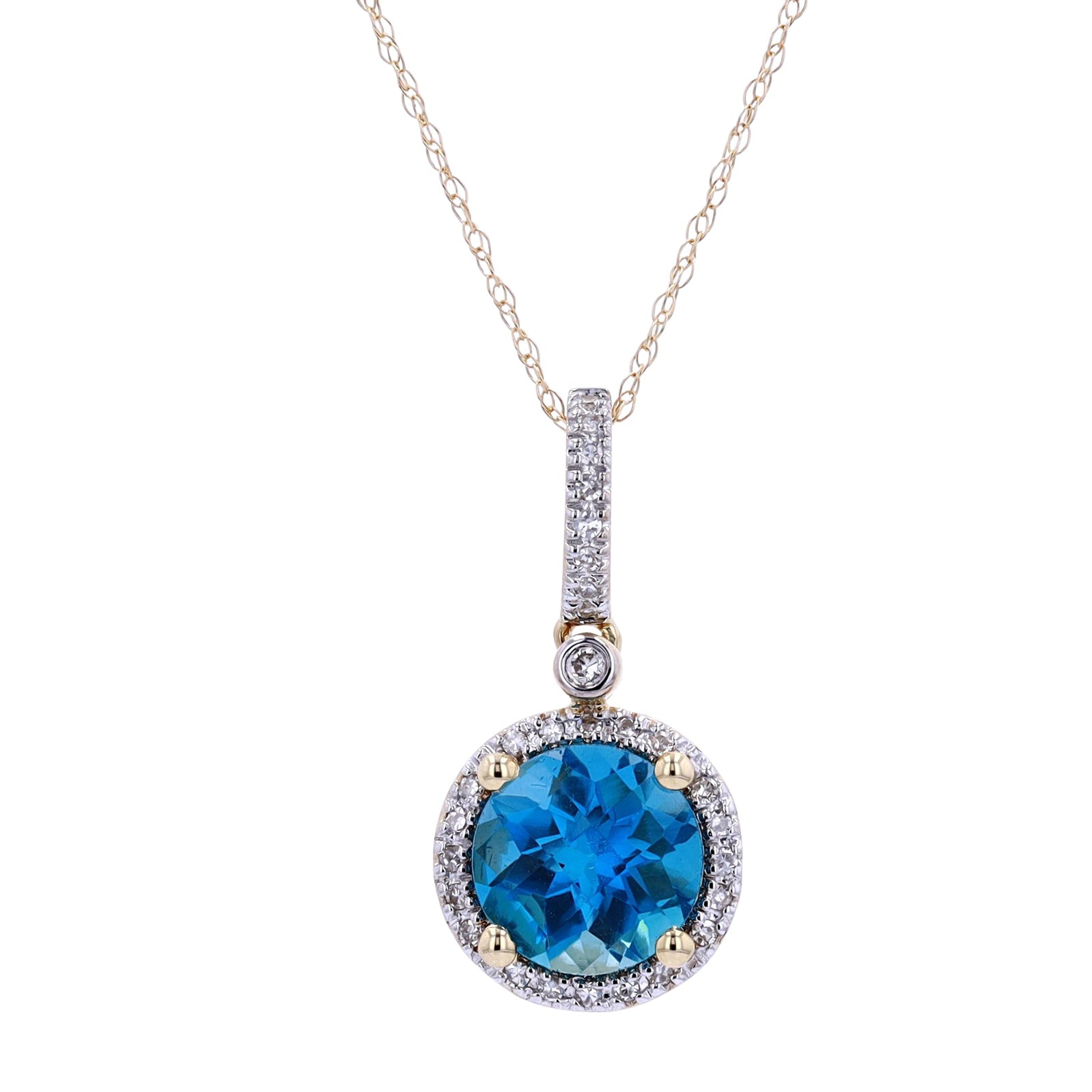 14K Halo Gemstone Pendant<p><strong>More Colors Available</p></strong>