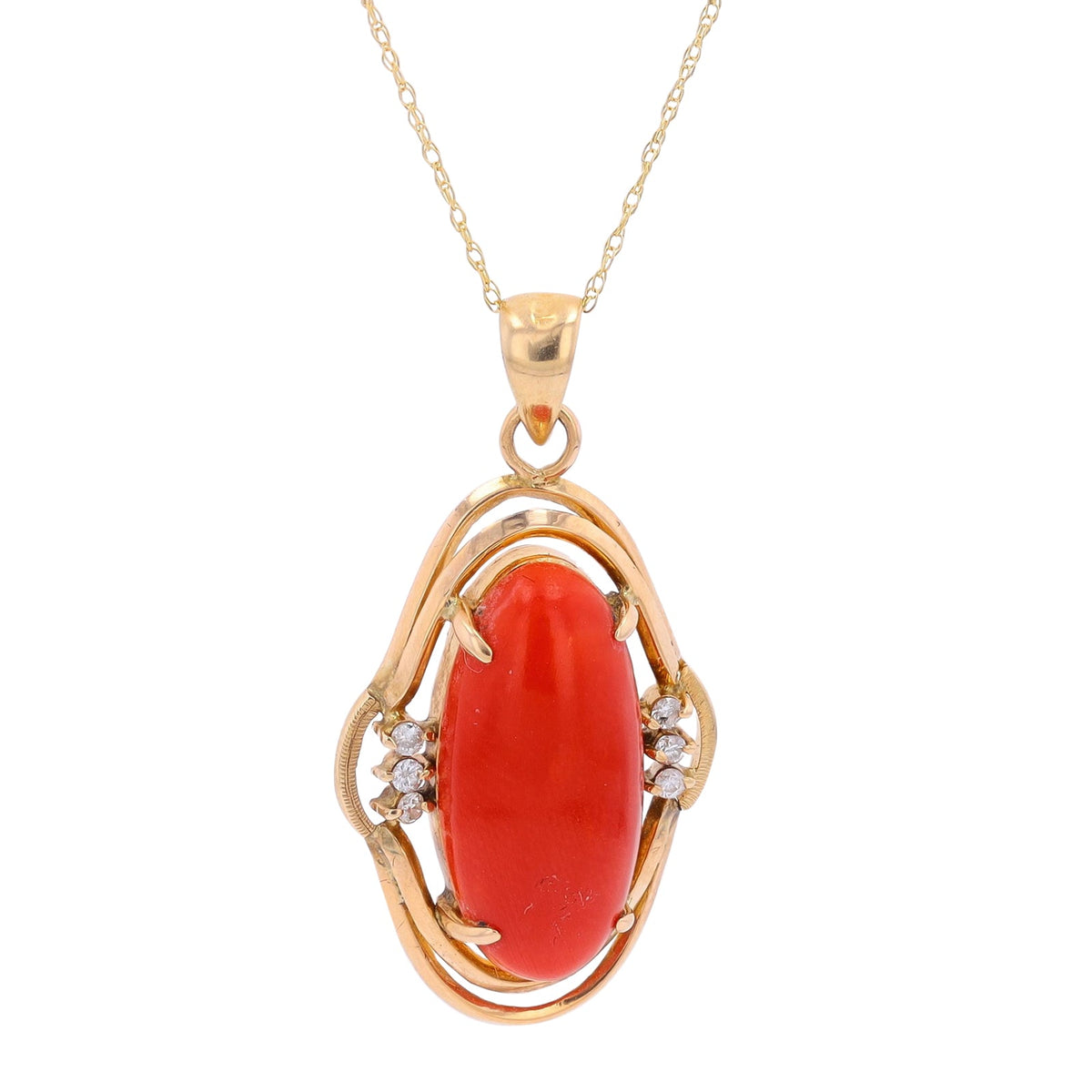 18K YG Coral Pendant