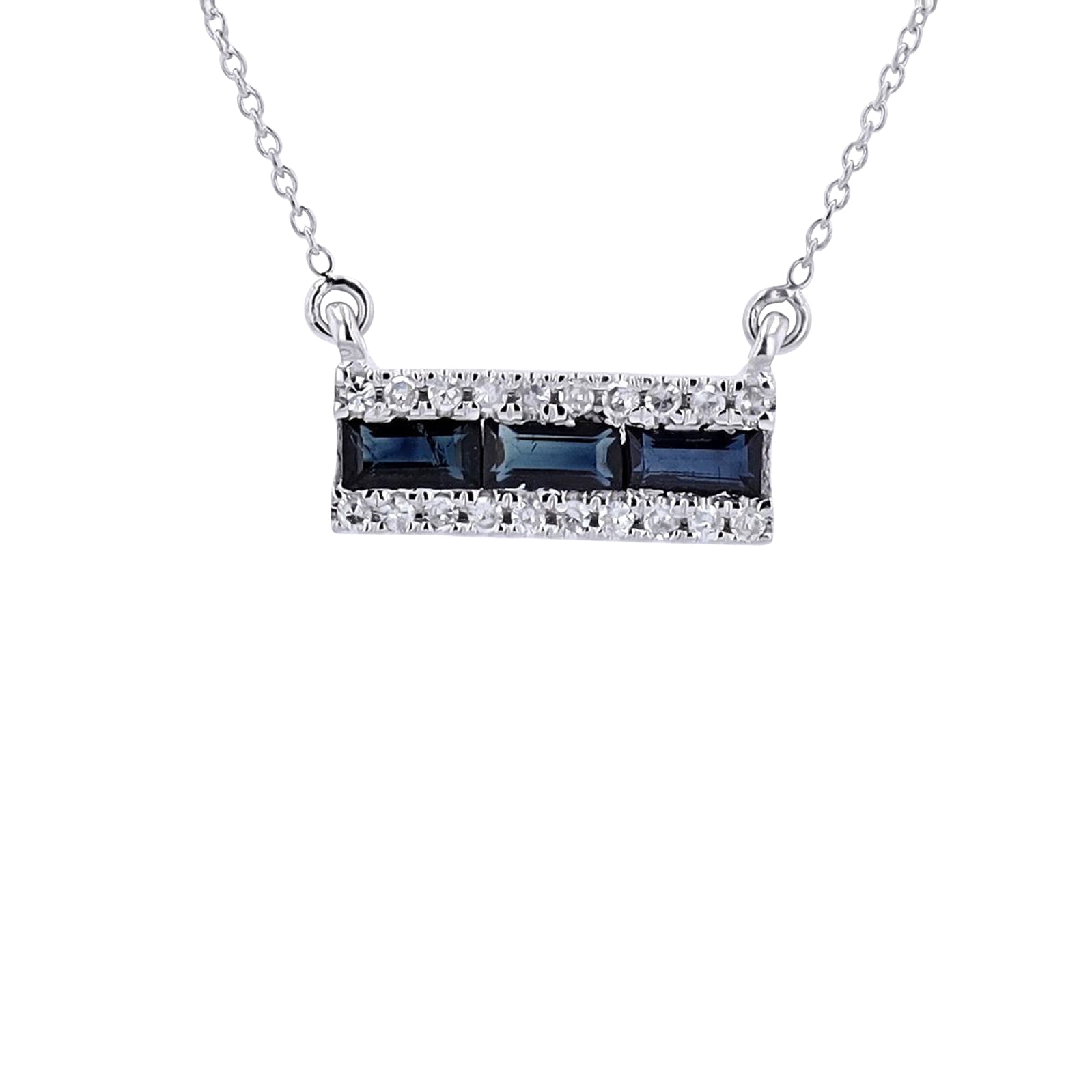 14K WG Sapphire Bar Necklace
