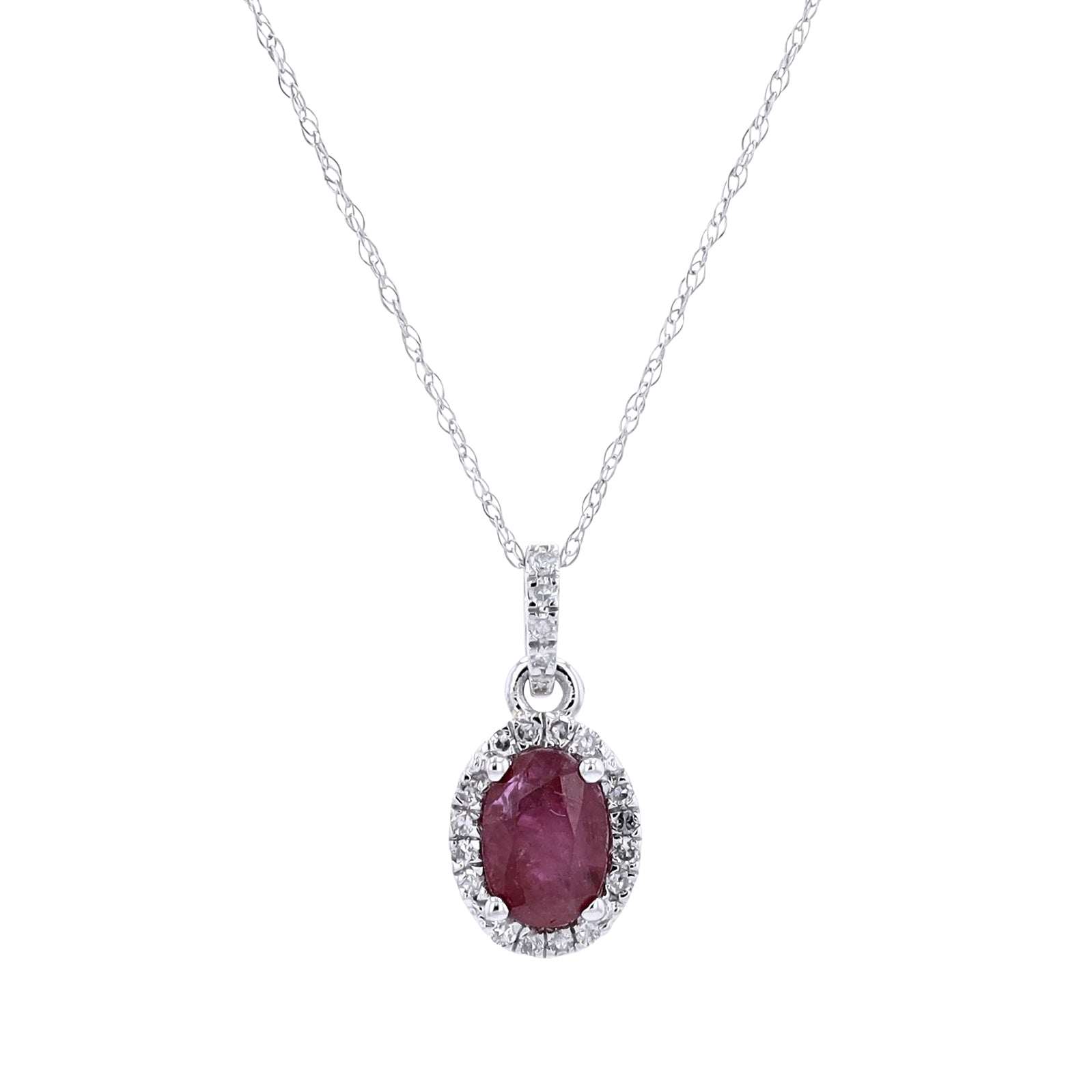 14K Oval Gemstone Halo Pendant<p><strong>More Colors Available</p></strong>