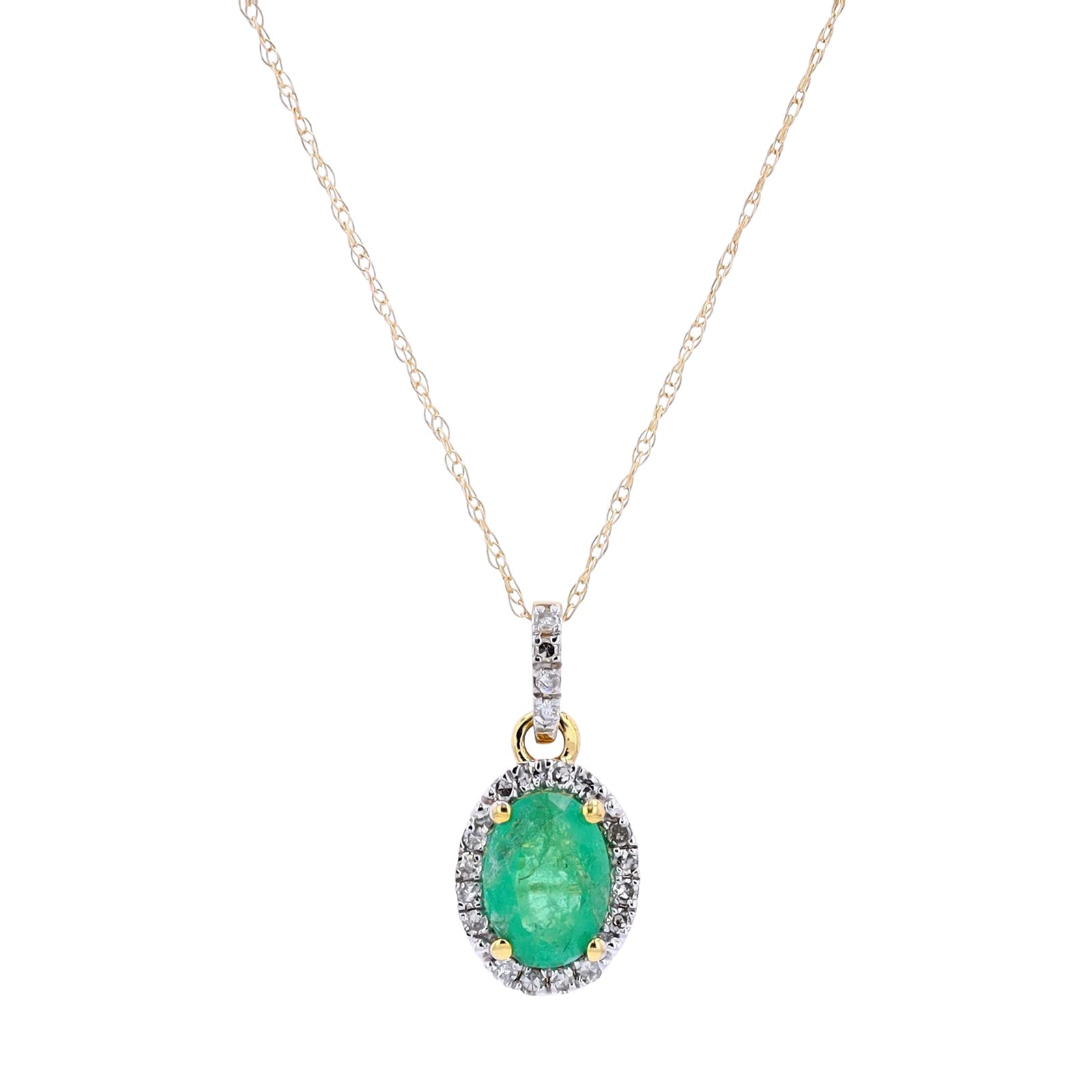 14K Oval Gemstone Halo Pendant<p><strong>More Colors Available</p></strong>