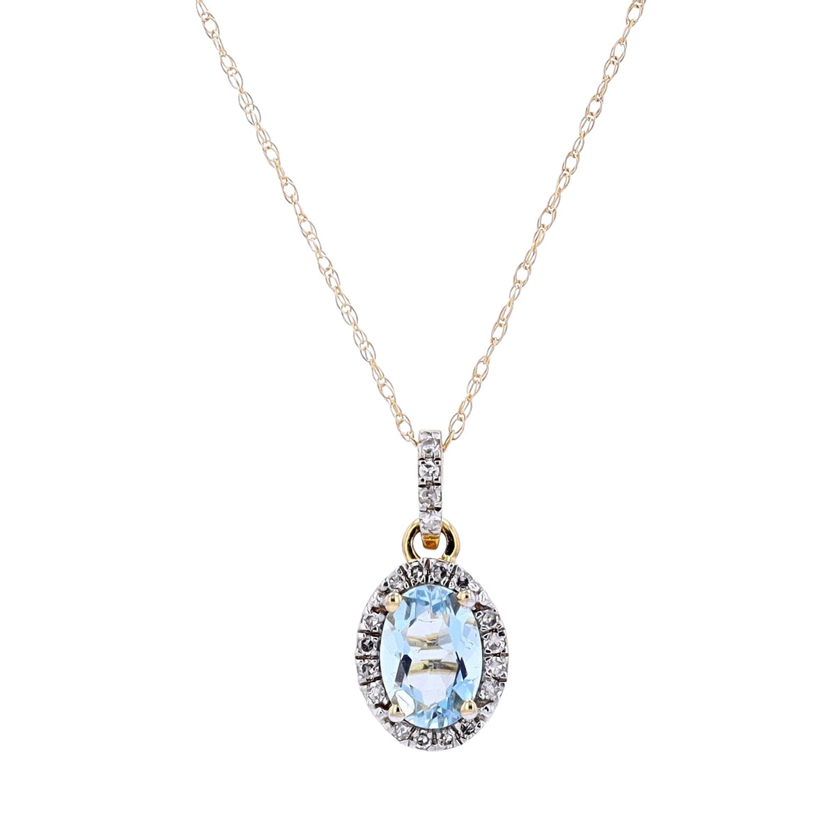 14K Oval Gemstone Halo Pendant<p><strong>More Colors Available</p></strong>