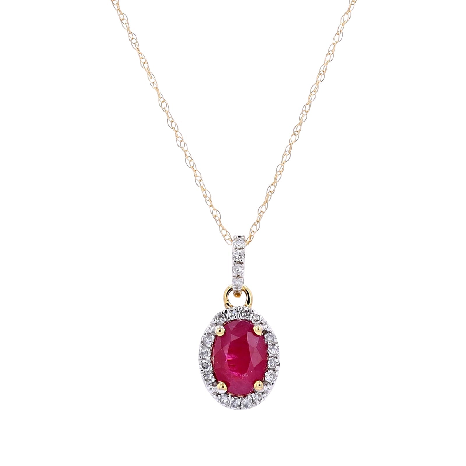 14K Oval Gemstone Halo Pendant<p><strong>More Colors Available</p></strong>