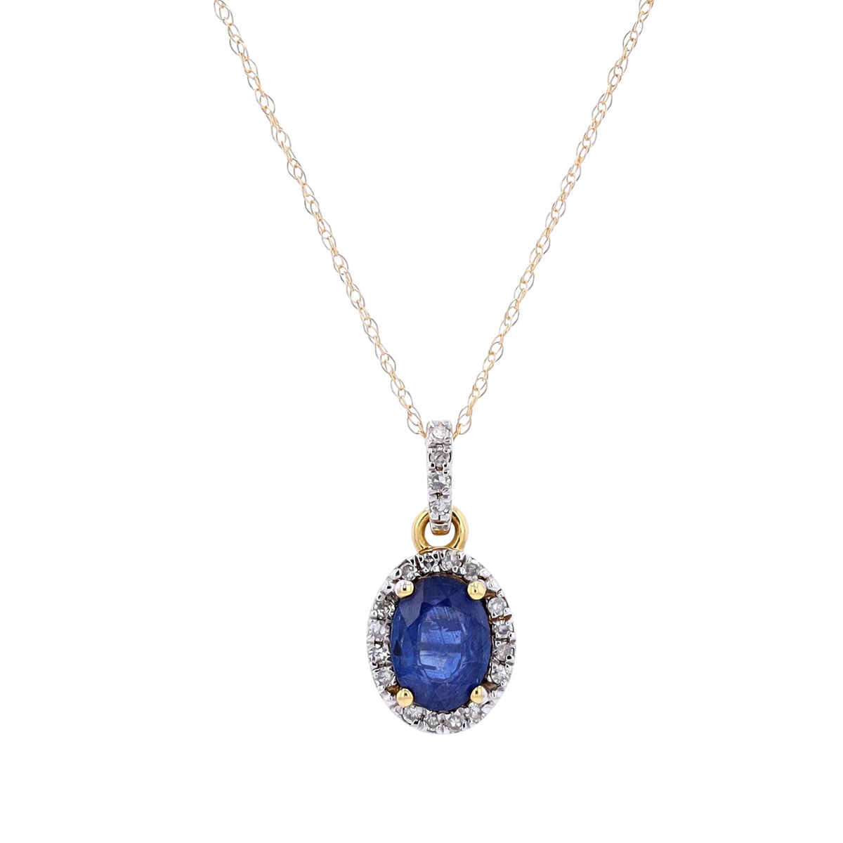 14K Oval Gemstone Halo Pendant<p><strong>More Colors Available</p></strong>