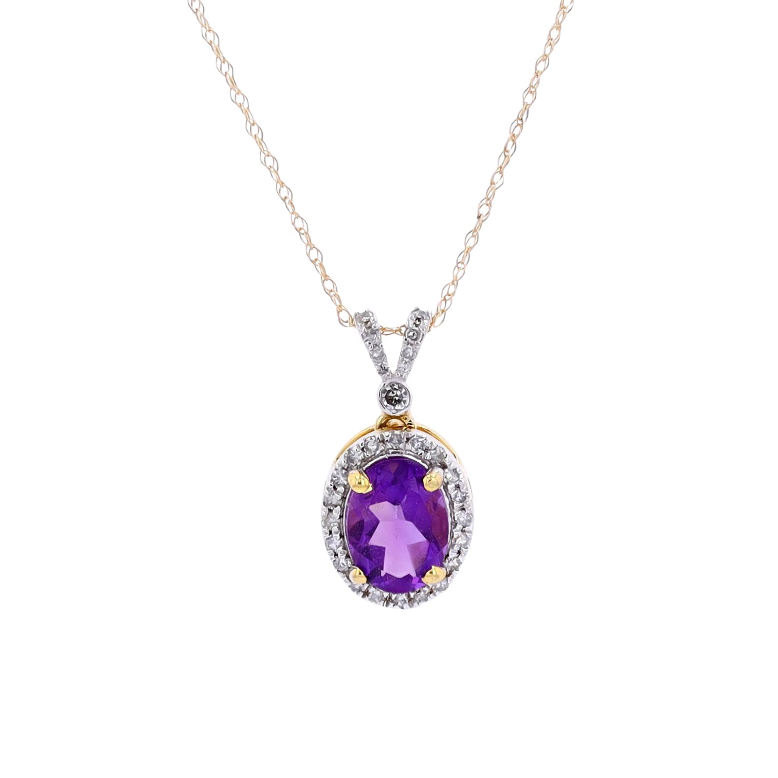 10K Oval Halo Gemstone Pendant<p><strong>More Colors Available</p></strong>