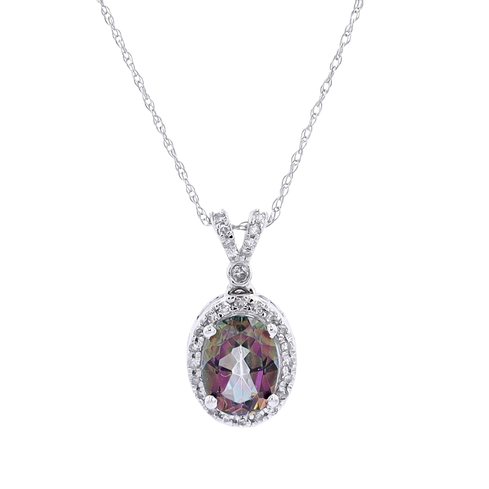 10K Oval Halo Gemstone Pendant<p><strong>More Colors Available</p></strong>