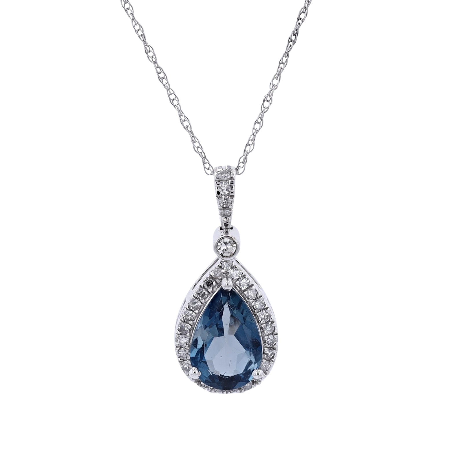 10K Pear Cut Gemstone Halo Pendant<p><strong>More Colors Available</p></strong>