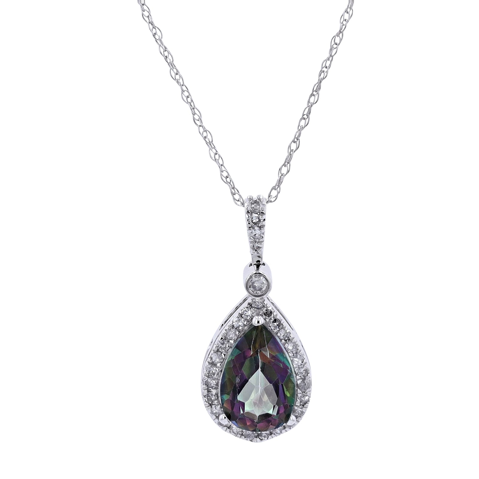 10K Pear Cut Gemstone Halo Pendant<p><strong>More Colors Available</p></strong>