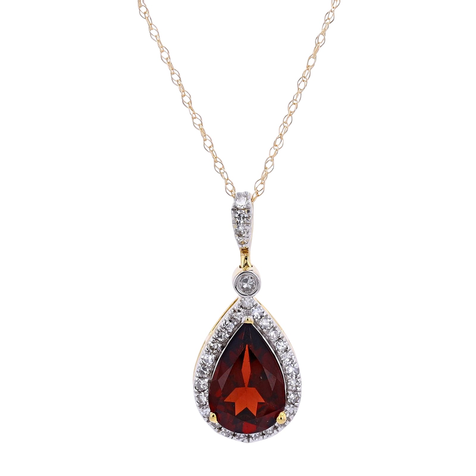 10K Pear Cut Gemstone Halo Pendant<p><strong>More Colors Available</p></strong>