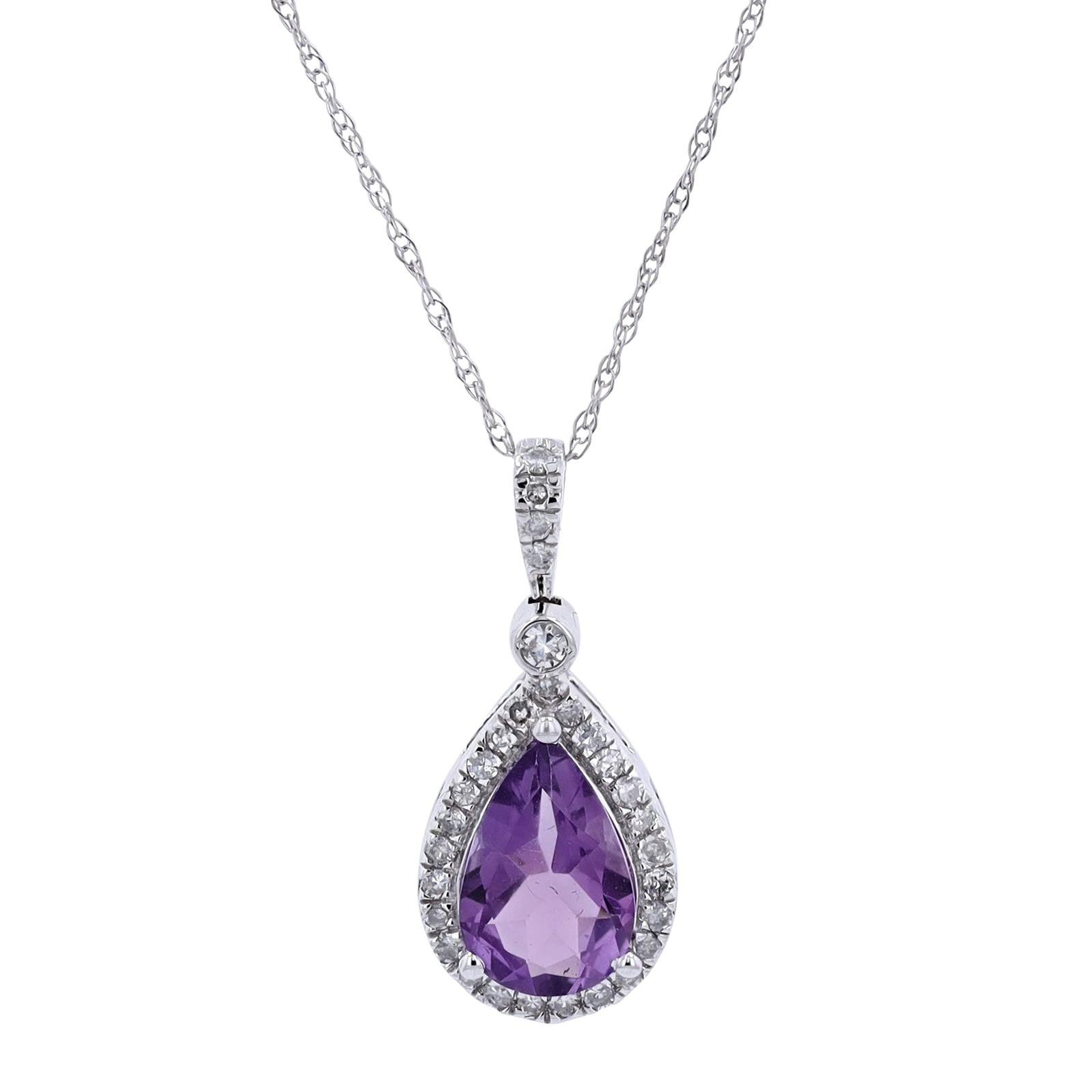 10K Pear Cut Gemstone Halo Pendant<p><strong>More Colors Available</p></strong>