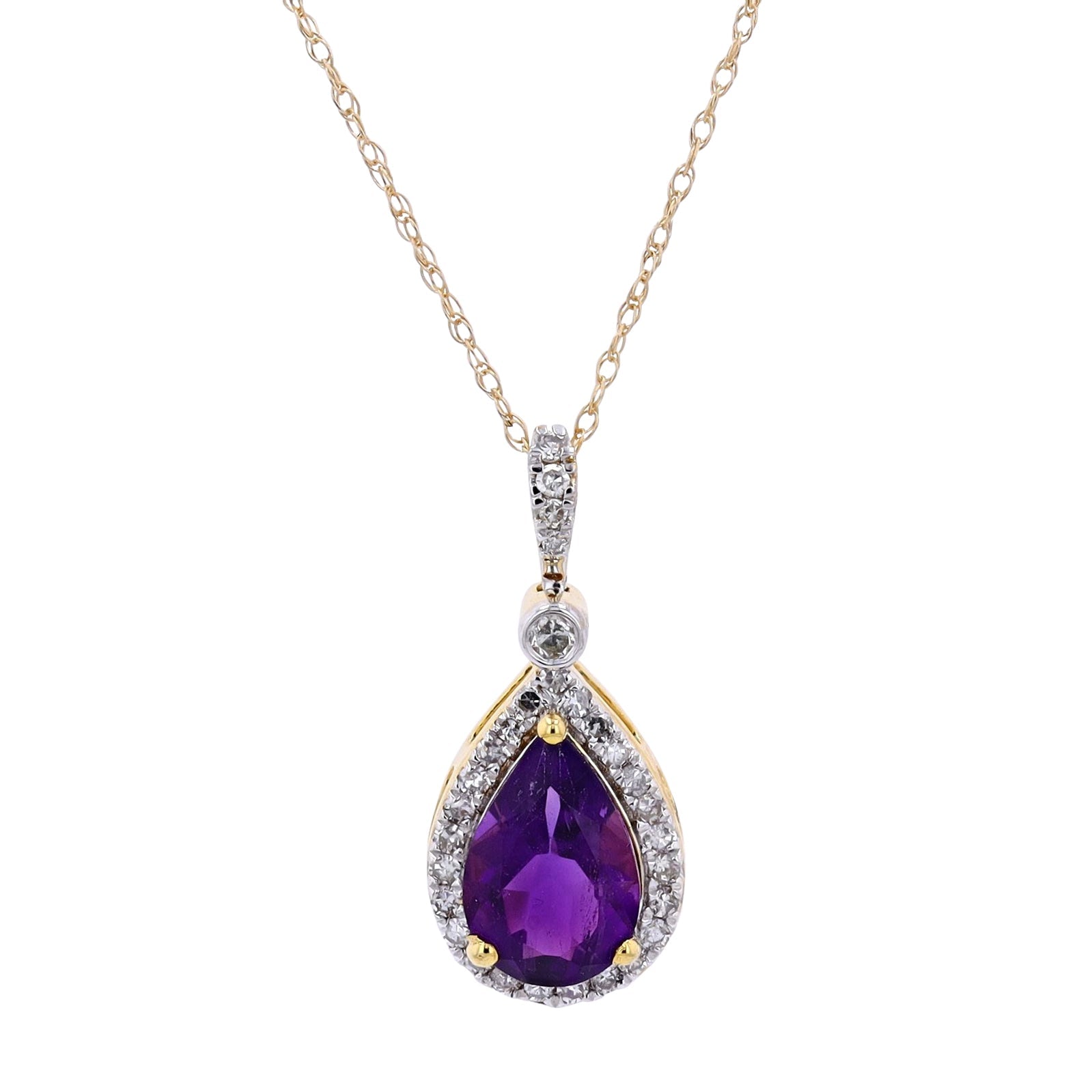 10K Pear Cut Gemstone Halo Pendant<p><strong>More Colors Available</p></strong>