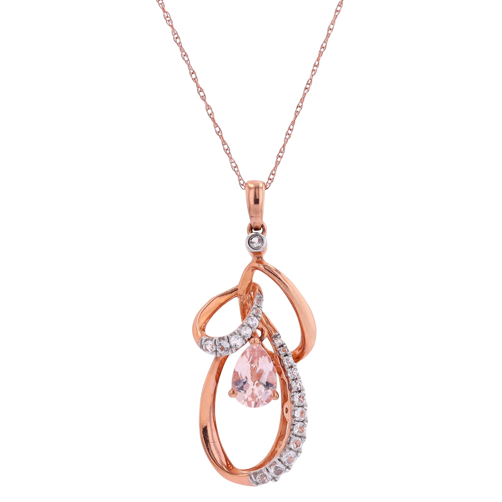 10K RG White Topaz & Morganite Pendant