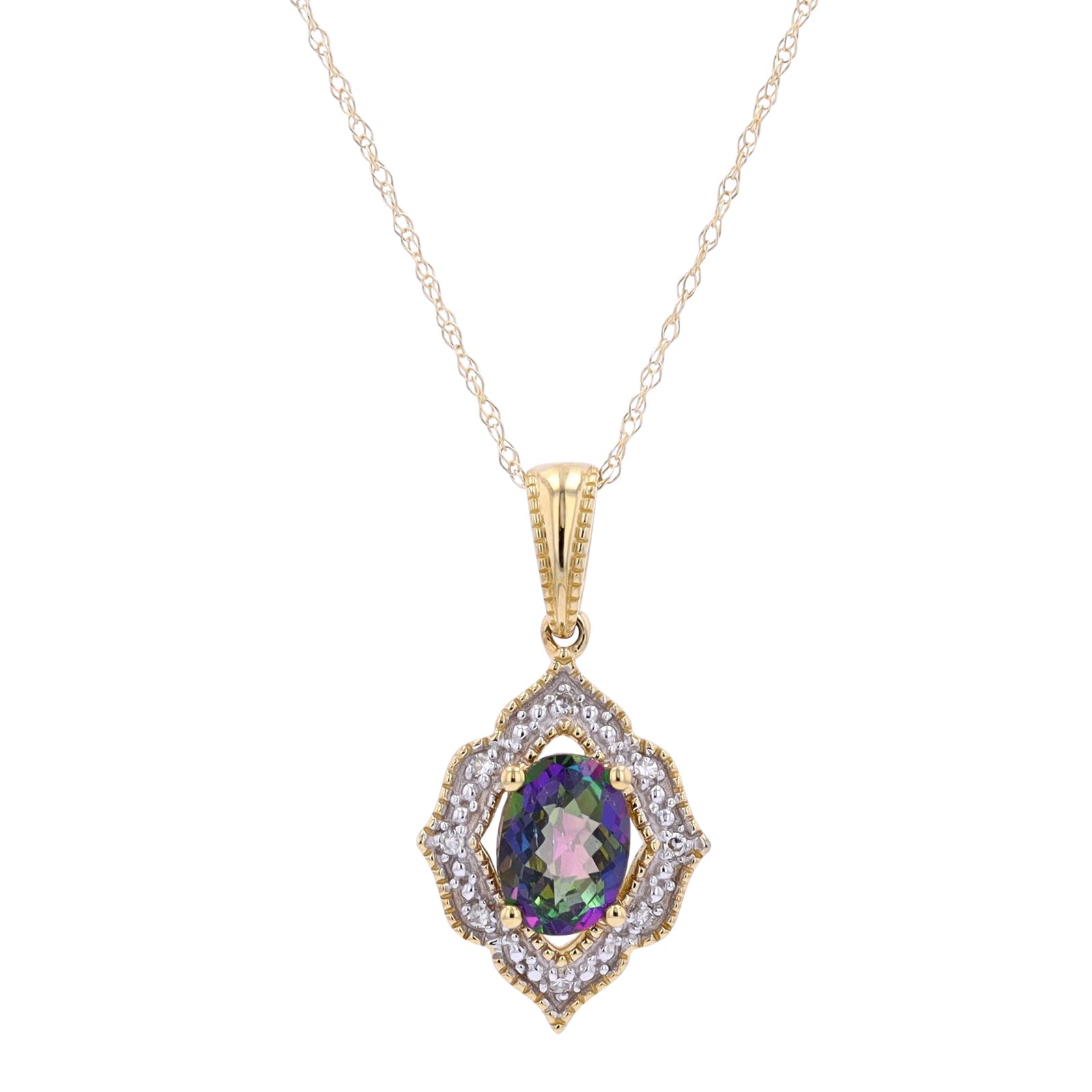 10K Oval Gemstone Center  Pendants<p><strong>More Colors Available</p></strong>