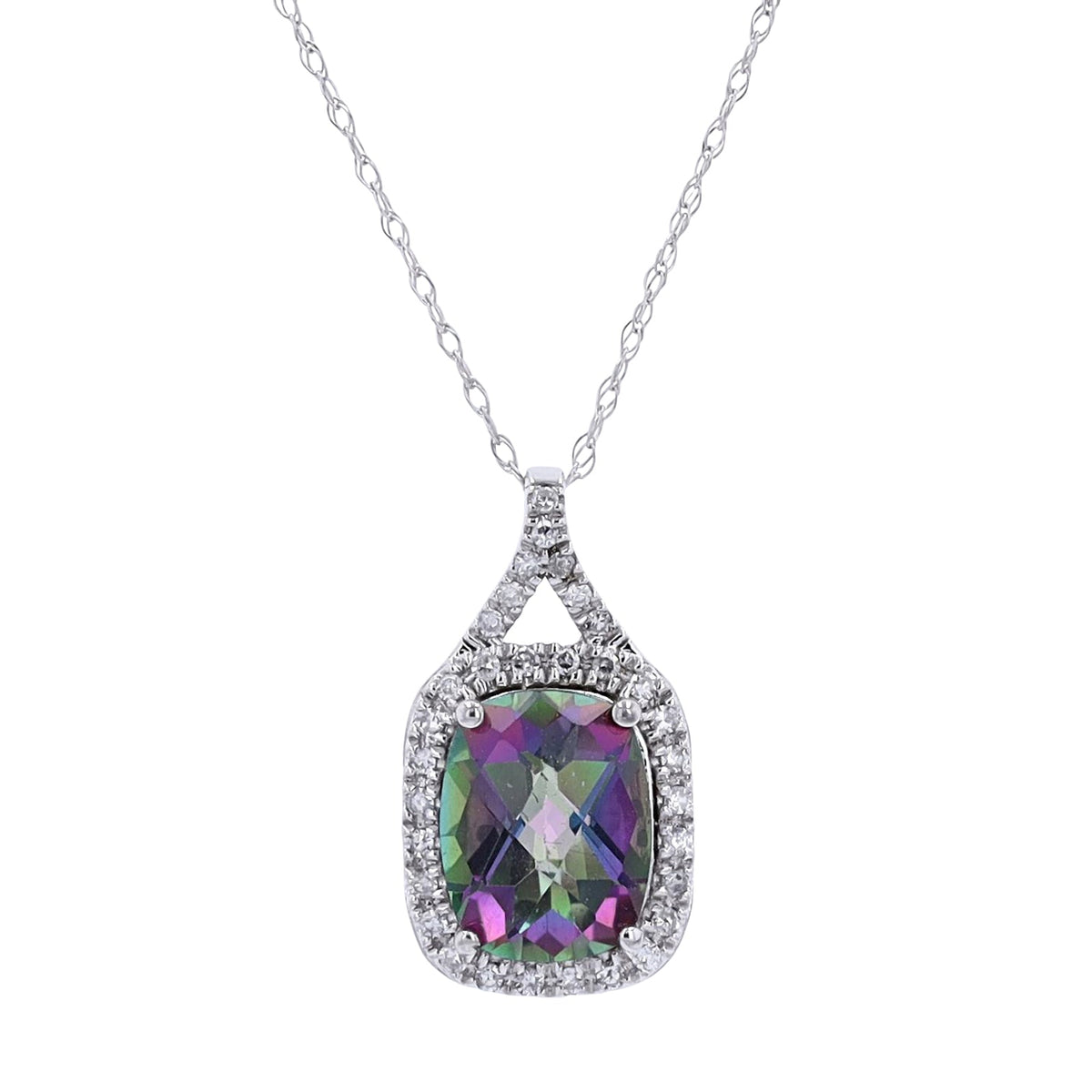 14K Gemstone Halo Pendant<p><strong>More Colors Available</p></strong>