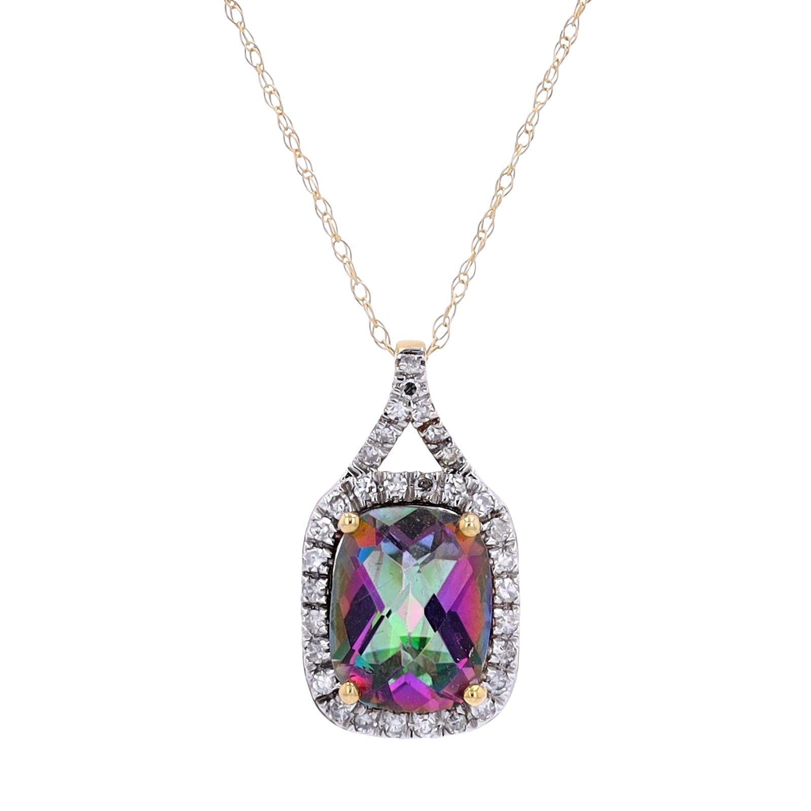 14K Gemstone Halo Pendant<p><strong>More Colors Available</p></strong>