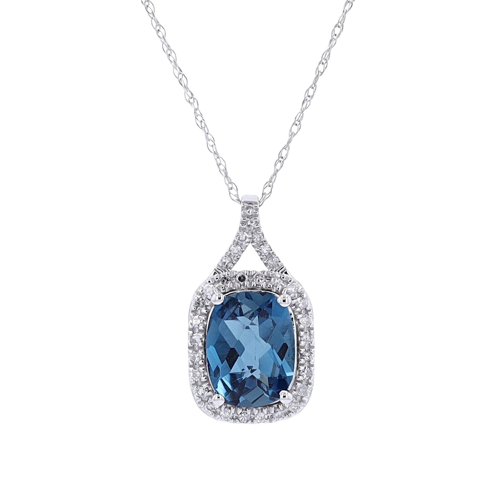 14K Gemstone Halo Pendant<p><strong>More Colors Available</p></strong>