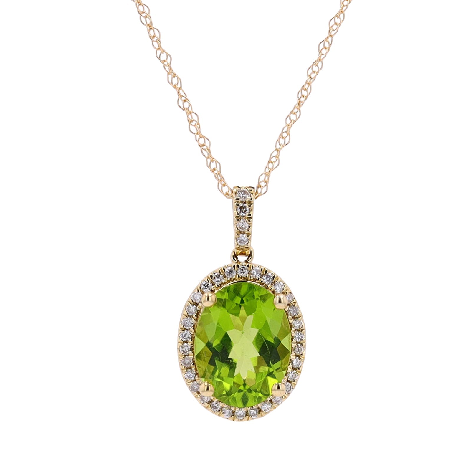 10K YG Gemstone & Diamond Oval Pendant<p><strong>More Colors Available</p></strong>
