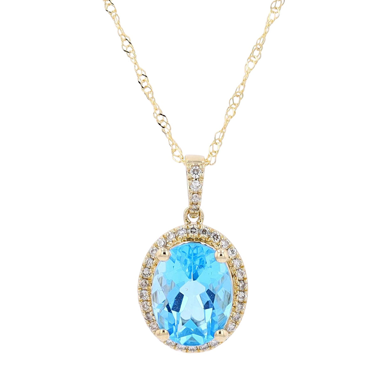 10K YG Gemstone & Diamond Oval Pendant<p><strong>More Colors Available</p></strong>