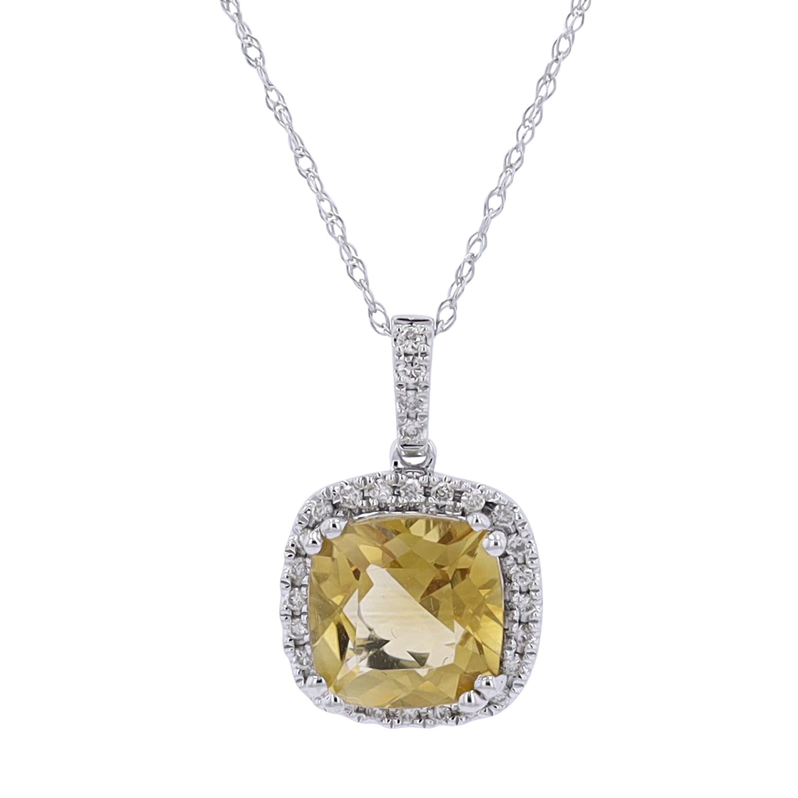 10K WG Gemstone & Diamond Halo Pendant<p><strong>More Colors Available</p></strong>