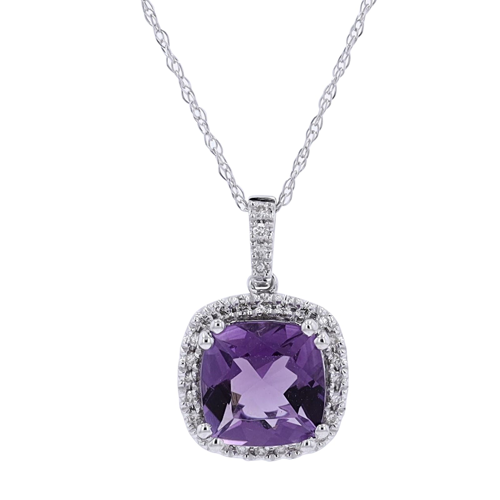 10K WG Gemstone & Diamond Halo Pendant<p><strong>More Colors Available</p></strong>