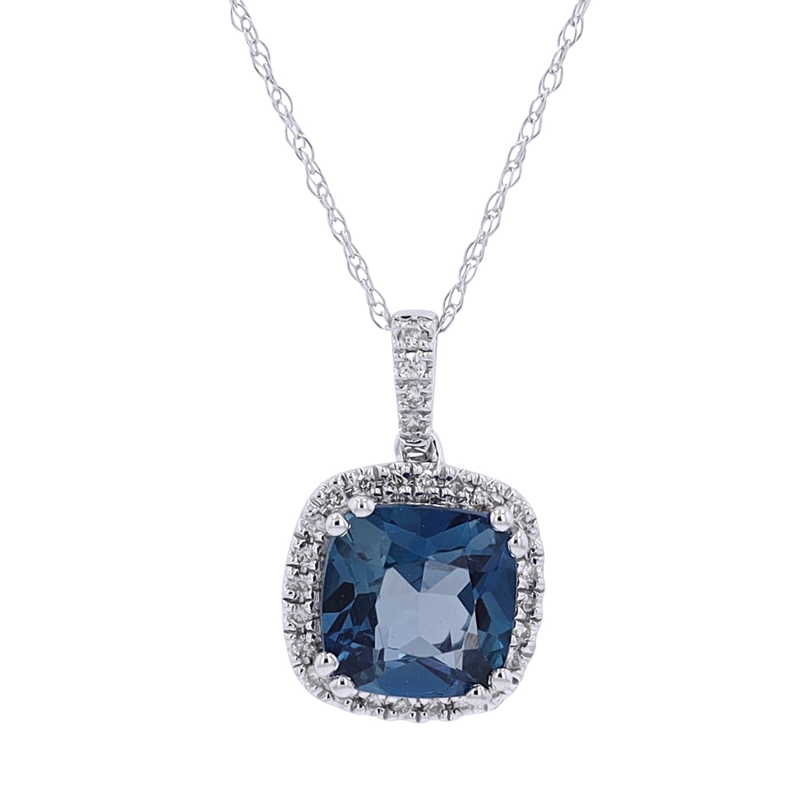 10K WG Gemstone & Diamond Halo Pendant<p><strong>More Colors Available</p></strong>