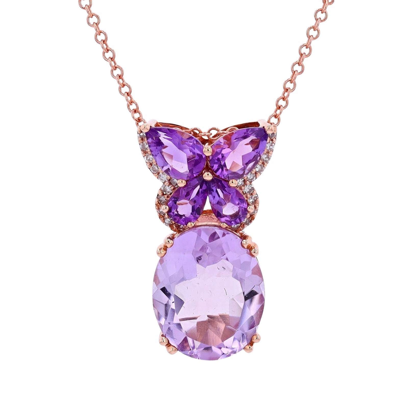 14K RG EFFY Amethyst Butterfly Pendant