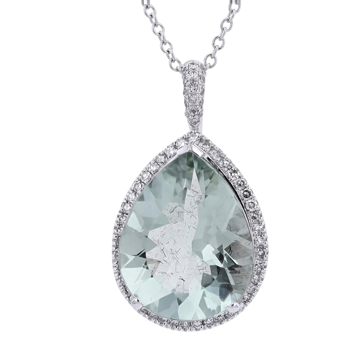 14K WG EFFY Green Amethyst Pendant